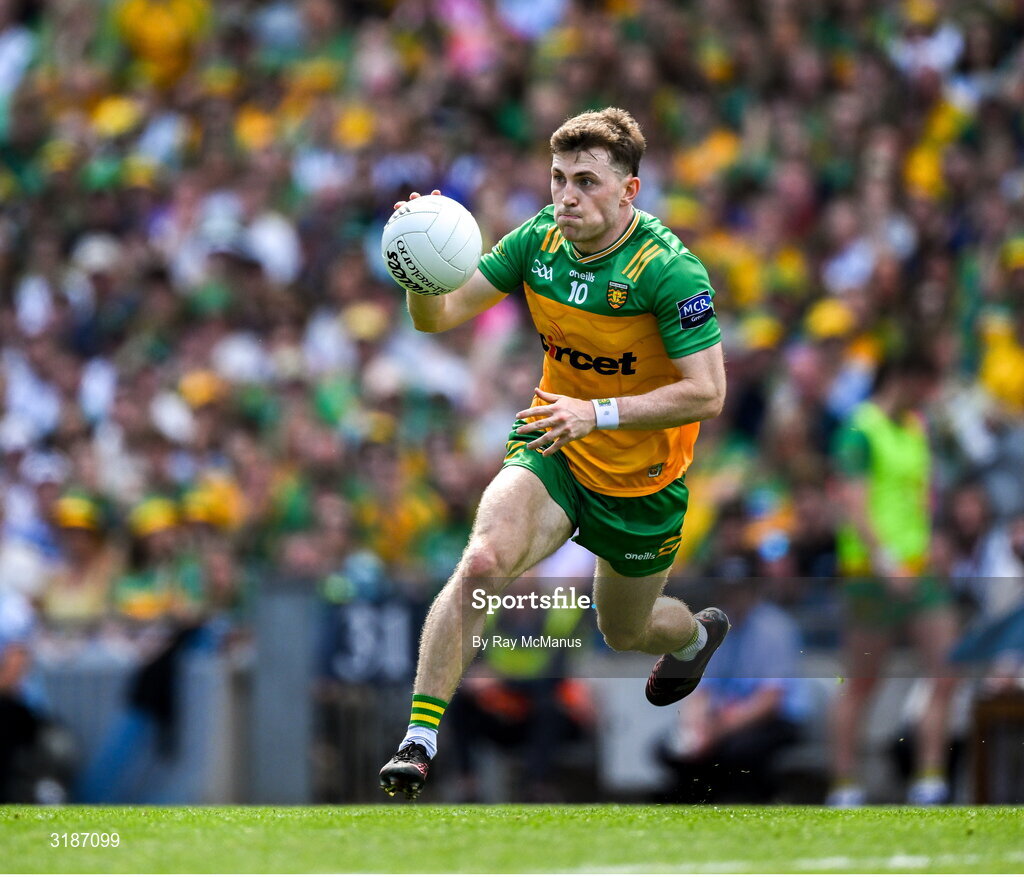 13 July 2025; Shane O'Donnell of Donegal during the GAA Football All-Ireland Senior Championship semi-final match between Meath and Donegal at Croke Park in Dublin. Photo by Ray McManus/Sportsfile