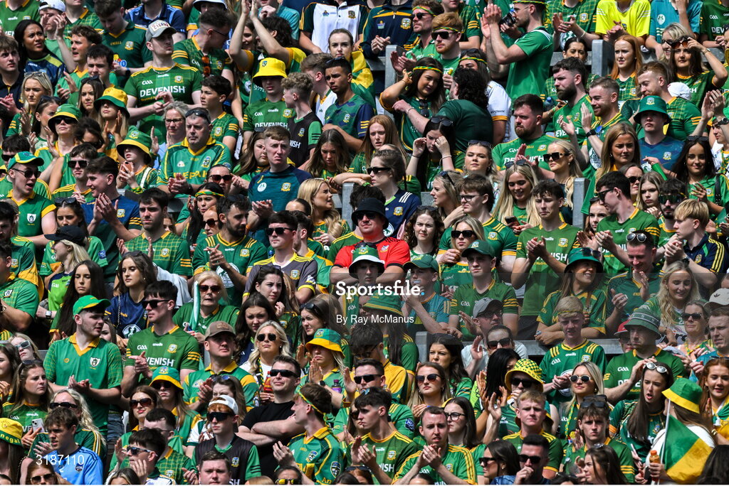 13 July 2025; Supporters, on Hill 16,  pay their respects to the late Damien O'Brien, Natalie McLaughlin, and Ella McLaughlin, ahead of the GAA Football All-Ireland Senior Championship semi-final match between Meath and Donegal at Croke Park in Dublin. Photo by Ray McManus/Sportsfile