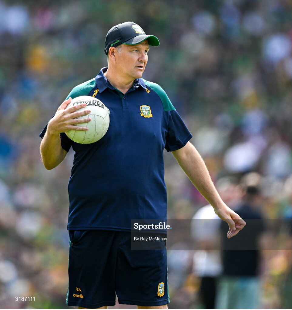 13 July 2025; Meath manager Robbie Brennan before the GAA Football All-Ireland Senior Championship semi-final match between Meath and Donegal at Croke Park in Dublin. Photo by Ray McManus/Sportsfile