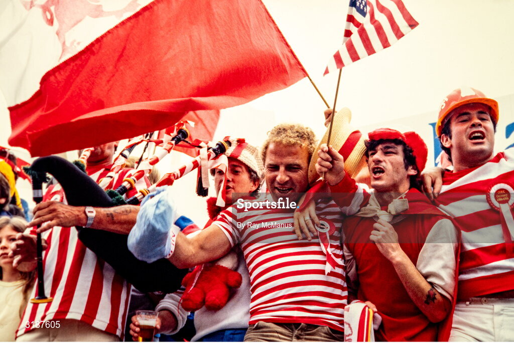 2 September 1984; Cork fans celebrate after the All-Ireland Senior Hurling Championship Final between Cork and Offaly at Semple Stadium in Thurles, Tipperary. Photo by Ray McManus/Sportsfile