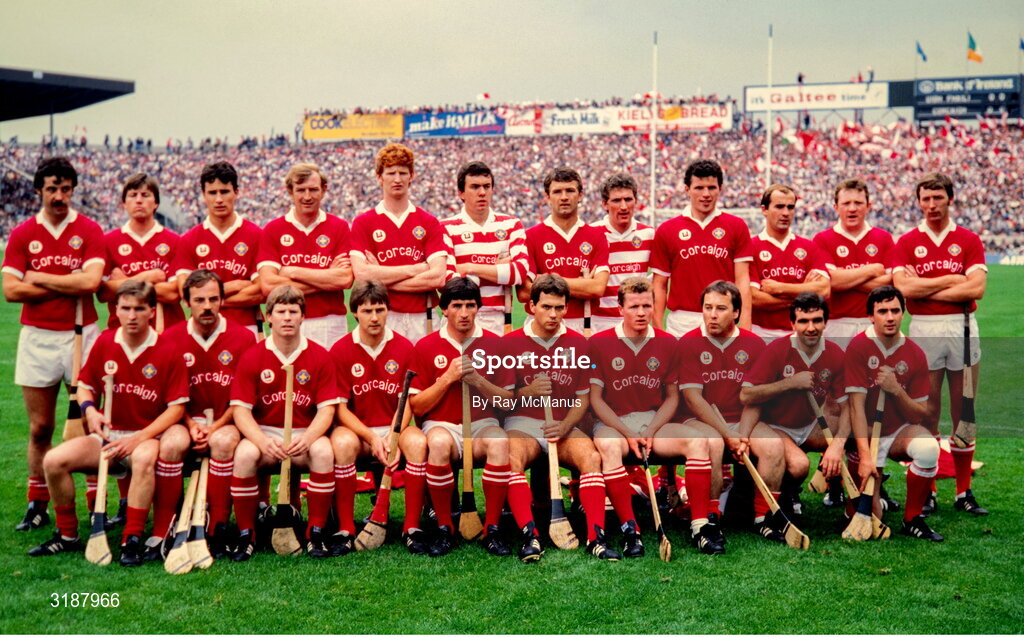 2 September 1984; The Cork team and substitutes before the All-Ireland Senior Hurling Championship Final between Cork and Offaly at Semple Stadium in Thurles, Tipperary. Photo by Ray McManus/Sportsfile
