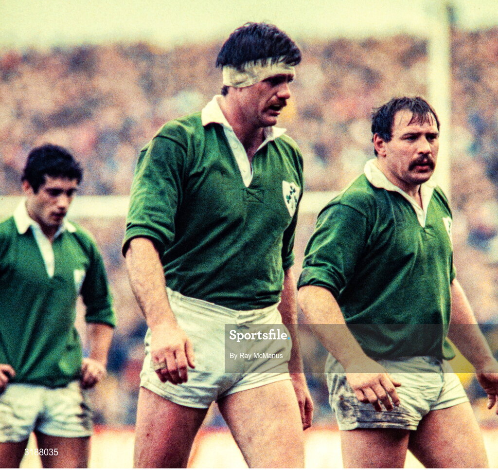 2 February 1985; Willie Anderson, centre, and Phil Orr of Ireland during the Five Nations Championship match between Scotland and Ireland at Murrayfield in Edinburgh, Scotland. Photo by Ray McManus/Sportsfile