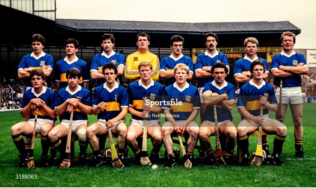 9 August 1987; Tipperary team, back, from left, John Kennedy, Joe Hayes, Conor O'Donovan, Ken Hogan, Colm Bonnar, Donie O'Connell, Martin McGrath and Bobby Ryan, with, front, from left, Nicky English, Pat Fox, John Heffernan, Richard Stakelum, Aidan Ryan, Seamus Gibson and Paul Delaney before the All-Ireland Senior Hurling Championship Semi-Final match between Tipperary and Galway at Croke Park in Dublin. Photo by Ray McManus/Sportsfile