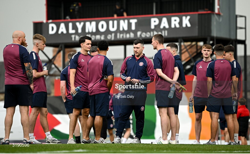 18 July 2025; Killester Donnycarney players before the Sports Direct Men’s FAI Cup second round match between Killester Donnycarney and Bohemians at Dalymount Park in Dublin. Photo by Seb Daly/Sportsfile