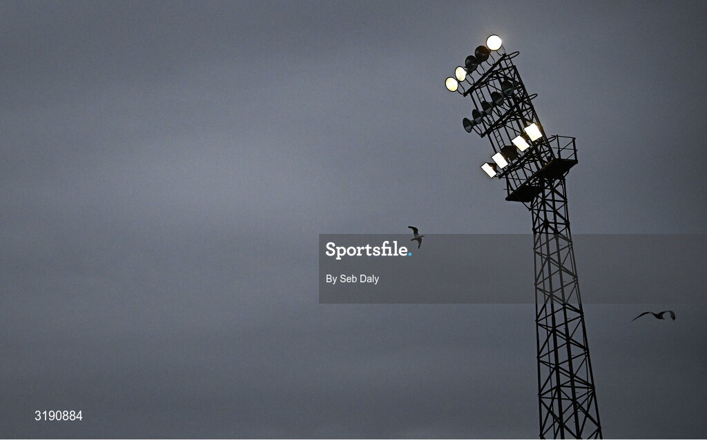 18 July 2025; A view of the floodlights during the first half of the Sports Direct Men’s FAI Cup second round match between Killester Donnycarney and Bohemians at Dalymount Park in Dublin. Photo by Seb Daly/Sportsfile