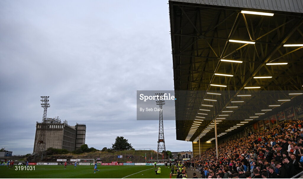 18 July 2025; A general view of the pitch and Jodi Stand during the Sports Direct Men’s FAI Cup second round match between Killester Donnycarney and Bohemians at Dalymount Park in Dublin. Photo by Seb Daly/Sportsfile