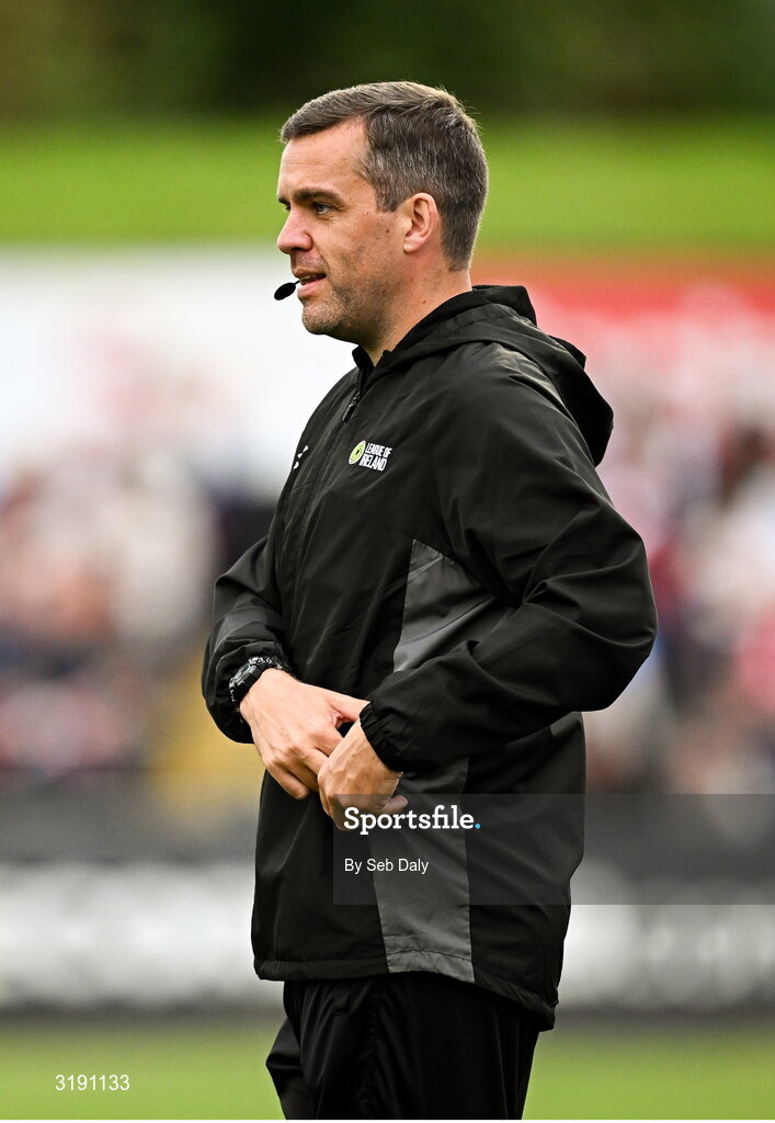 18 July 2025; Fourth official Robert Harvey during the Sports Direct Men’s FAI Cup second round match between Killester Donnycarney and Bohemians at Dalymount Park in Dublin. Photo by Seb Daly/Sportsfile