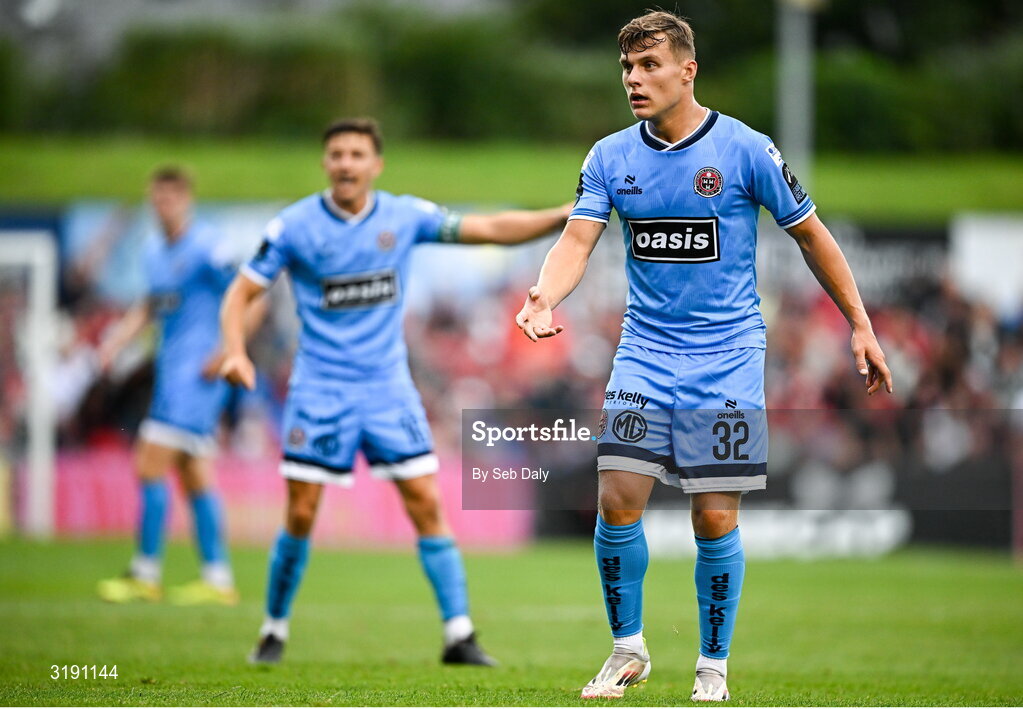 18 July 2025; Markuss Strods of Bohemians during the Sports Direct Men’s FAI Cup second round match between Killester Donnycarney and Bohemians at Dalymount Park in Dublin. Photo by Seb Daly/Sportsfile
