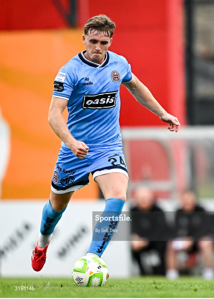 18 July 2025; Cian Byrne of Bohemians during the Sports Direct Men’s FAI Cup second round match between Killester Donnycarney and Bohemians at Dalymount Park in Dublin. Photo by Seb Daly/Sportsfile