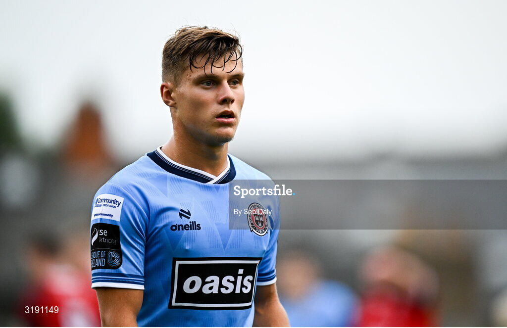 18 July 2025; Markuss Strods of Bohemians during the Sports Direct Men’s FAI Cup second round match between Killester Donnycarney and Bohemians at Dalymount Park in Dublin. Photo by Seb Daly/Sportsfile