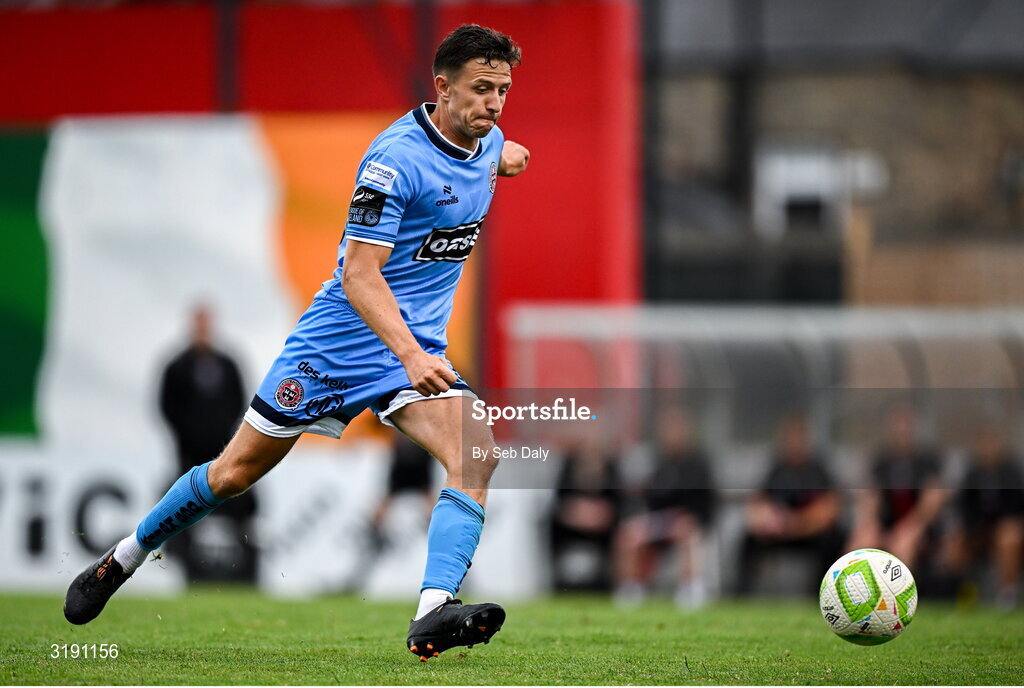 18 July 2025; Keith Buckley of Bohemians during the Sports Direct Men’s FAI Cup second round match between Killester Donnycarney and Bohemians at Dalymount Park in Dublin. Photo by Seb Daly/Sportsfile