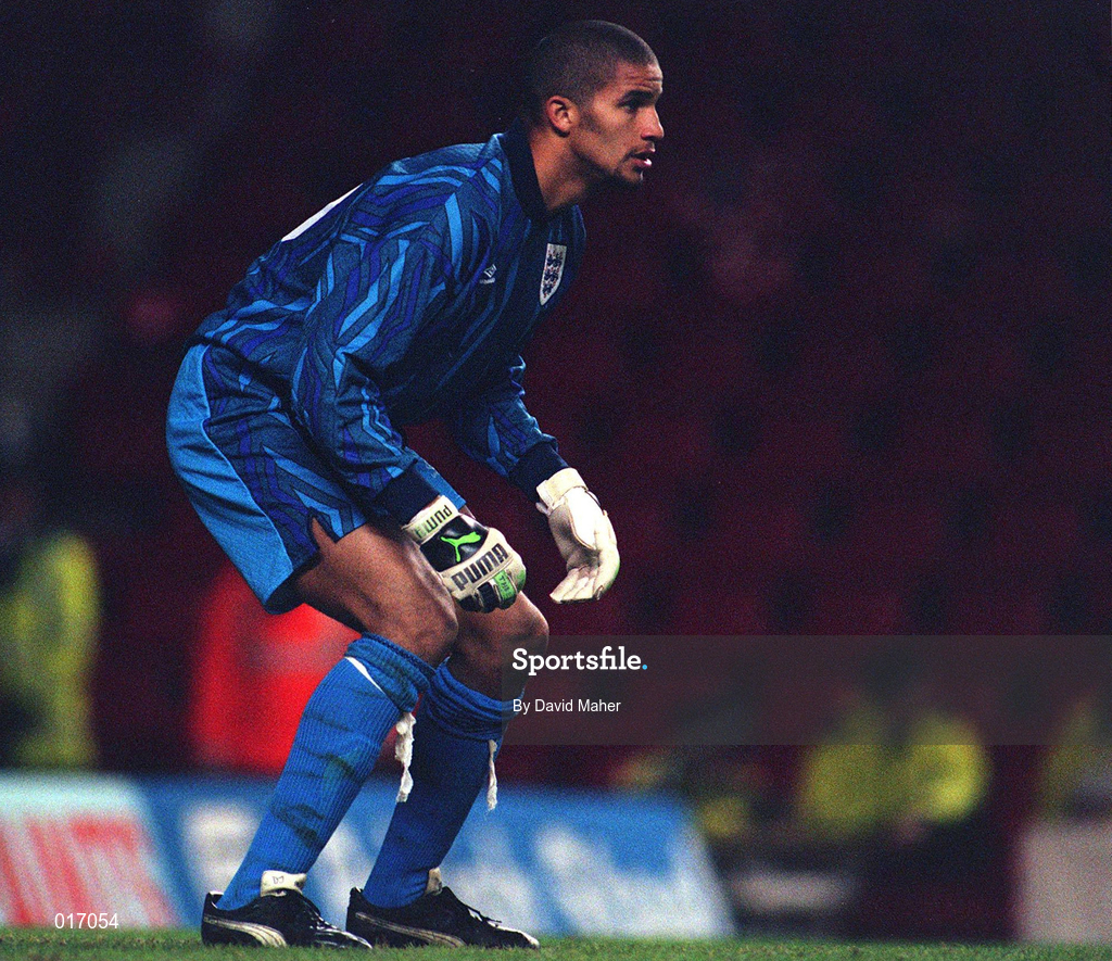 13 December 1994; David James of England during the B International match between England and Republic of Ireland at Anfield in Liverpool, England. Photo by David Maher/Sportsfile.