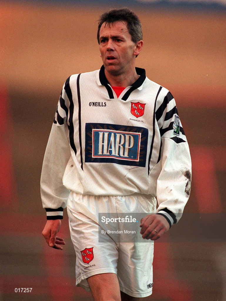 14 December 1997; Kevin Brady of Dundalk during the Harp Lager National League Premier Division match between Bohemians and Dundalk at Dalymount Park in Dublin. Photo by Brendan Moran/Sportsfile.
