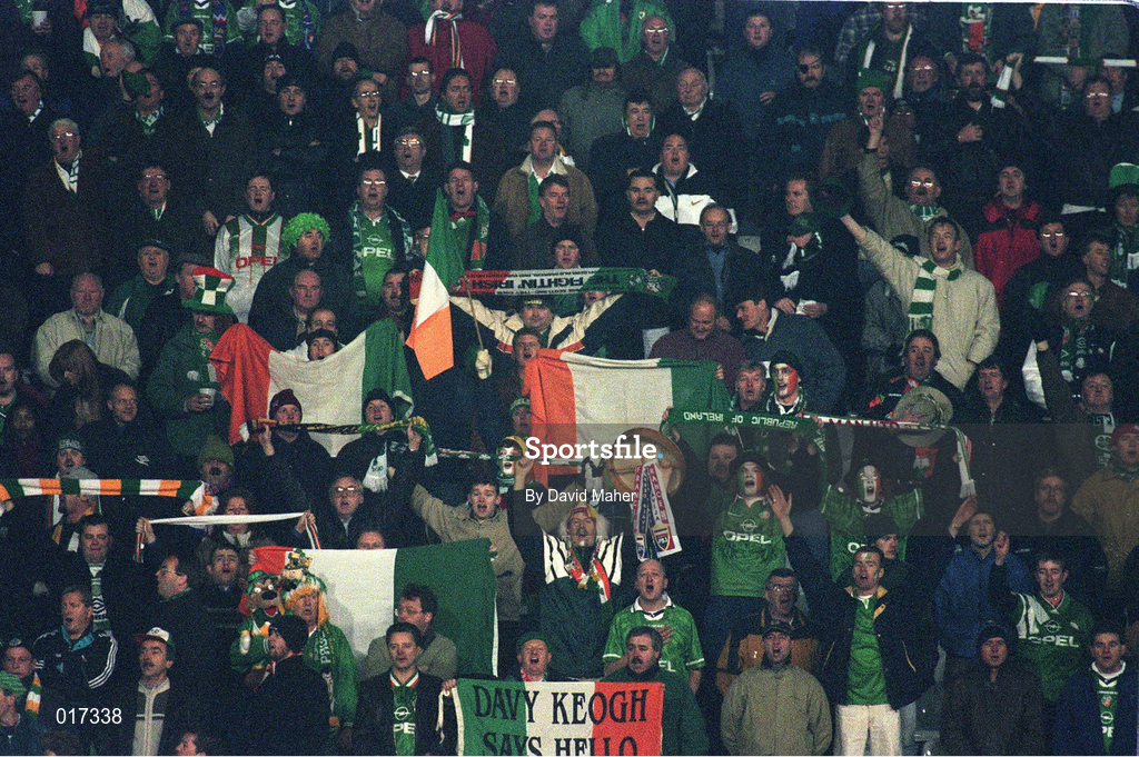 18 November 1998; Republic of Ireland supporters during the UEFA Euro 2000 Group 8 Qualifier between Yugoslavia and Republic of Ireland at the Red Star Stadium, in Belgrade, Yugoslavia. Photo by David Maher/Sportsfile