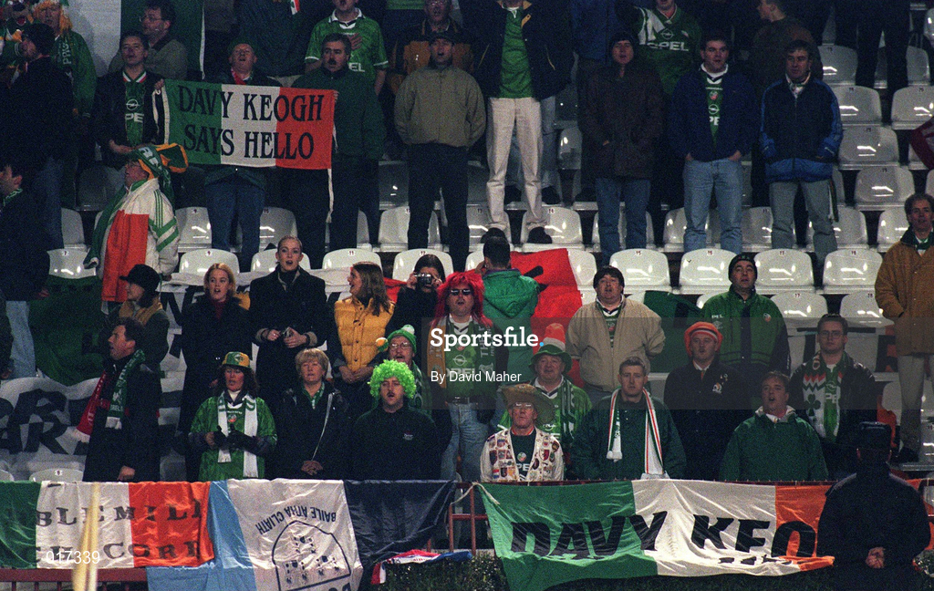 18 November 1998; Republic of Ireland supporters during the UEFA Euro 2000 Group 8 Qualifier between Yugoslavia and Republic of Ireland at the Red Star Stadium, in Belgrade, Yugoslavia. Photo by David Maher/Sportsfile