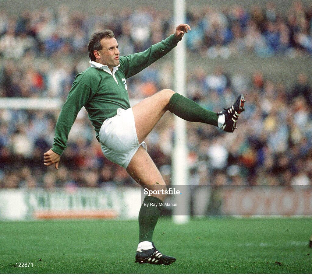 27 October 1990; Michael Kiernan of Ireland in action during the International Friendly match between Ireland and Argentina at Lansdowne Road, Dublin. Photo by Ray McManus/Sportsfile