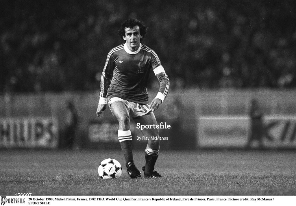 28 October 1980; Michel Platini, France. 1982 FIFA World Cup Qualifier, France v Republic of Ireland, Parc de Princes, Paris, France. Picture credit; Ray McManus / SPORTSFILE