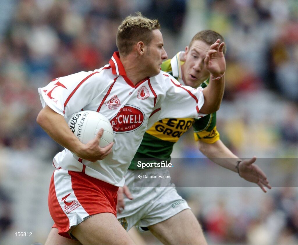 26 September 2004; Paul Marlow, Tyrone. All-Ireland Minor Football Championship Final, Kerry v Tyrone, Croke Park, Dublin. Picture credit; Damien Eagers / SPORTSFILE *** Local Caption *** Any photograph taken by SPORTSFILE during, or in connection with, the 2004 All-Ireland Minor  Football Final which displays GAA logos or contains an image or part of an image of any GAA intellectual property, or, which contains images of a GAA player/players in their playing uniforms, may only be used for editorial and non-advertising purposes.  Use of photographs for advertising, as posters or for purchase separately is strictly prohibited unless prior written approval has been obtained from the Gaelic Athletic Association.