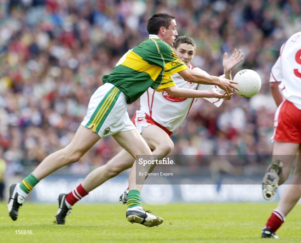 26 September 2004; Anthony Maher, Kerry. All-Ireland Minor Football Championship Final, Kerry v Tyrone, Croke Park, Dublin. Picture credit; Damien Eagers / SPORTSFILE *** Local Caption *** Any photograph taken by SPORTSFILE during, or in connection with, the 2004 All-Ireland Minor  Football Final which displays GAA logos or contains an image or part of an image of any GAA intellectual property, or, which contains images of a GAA player/players in their playing uniforms, may only be used for editorial and non-advertising purposes.  Use of photographs for advertising, as posters or for purchase separately is strictly prohibited unless prior written approval has been obtained from the Gaelic Athletic Association.