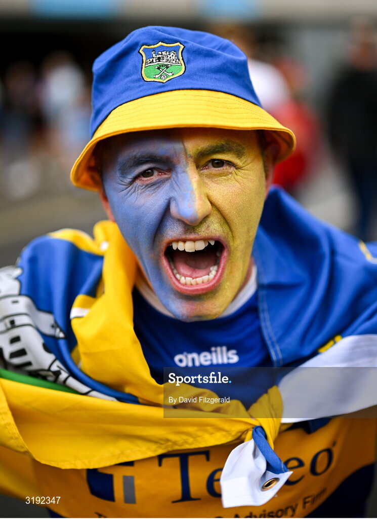 20 July 2025; Tipperary supporter John Ryan, from Bansha in Tipperary, before the GAA Hurling All-Ireland Senior Championship final match between Cork and Tipperary at Croke Park in Dublin. Photo by David Fitzgerald/Sportsfile