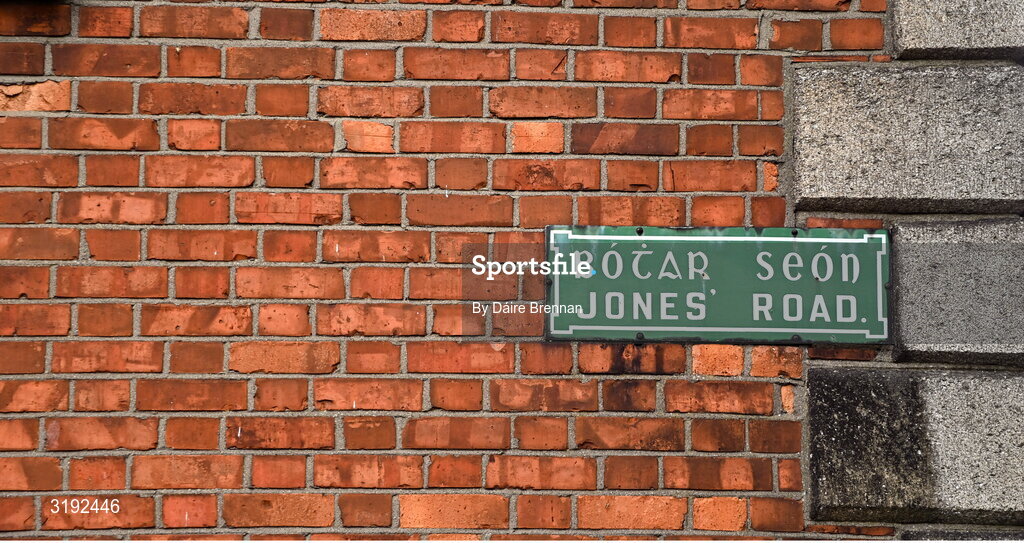 20 July 2025; A sign showing Jones' Road ahead of the GAA Hurling All-Ireland Senior Championship final match between Cork and Tipperary at Croke Park in Dublin. Photo by Daire Brennan/Sportsfile