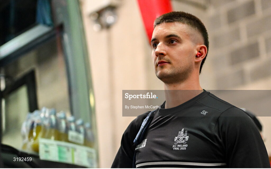 20 July 2025; Shane Kingston of Cork arrives before the GAA Hurling All-Ireland Senior Championship final match between Cork and Tipperary at Croke Park in Dublin. Photo by Stephen McCarthy/Sportsfile