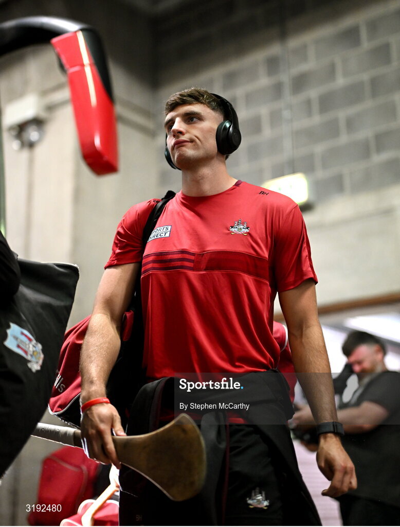 20 July 2025; Brian Hayes of Cork arrives before the GAA Hurling All-Ireland Senior Championship final match between Cork and Tipperary at Croke Park in Dublin. Photo by Stephen McCarthy/Sportsfile