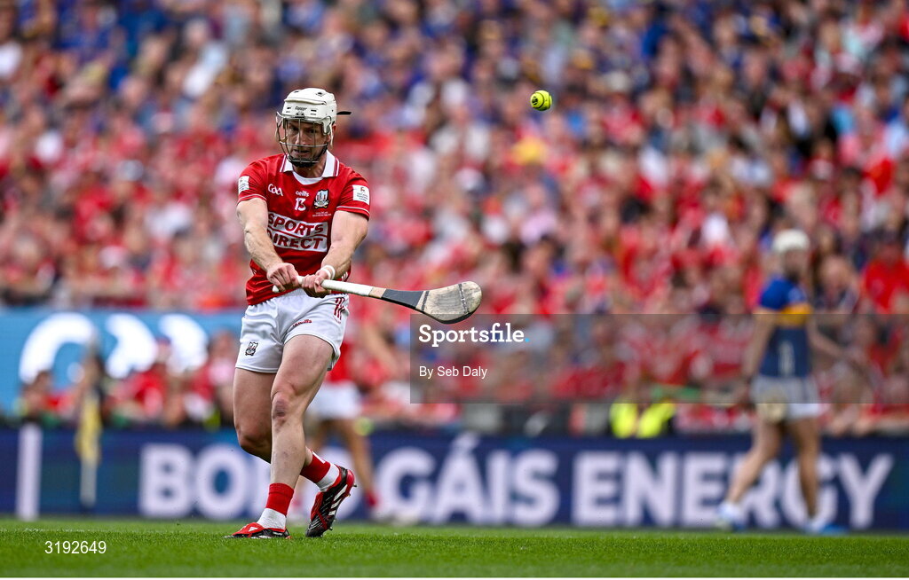 20 July 2025; Patrick Horgan of Cork converts a free during the GAA Hurling All-Ireland Senior Championship final match between Cork and Tipperary at Croke Park in Dublin. Photo by Seb Daly/Sportsfile