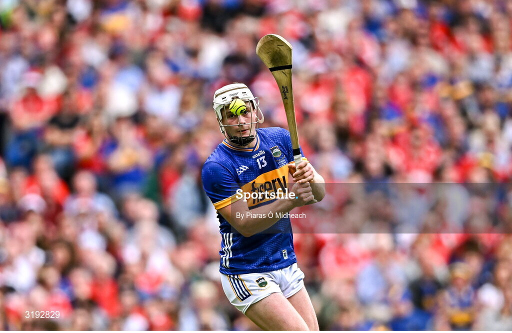 20 July 2025; Darragh McCarthy of Tipperary scores his side's second goal, from a penalty, during the GAA Hurling All-Ireland Senior Championship final match between Cork and Tipperary at Croke Park in Dublin. Photo by Piaras Ó Mídheach/Sportsfile