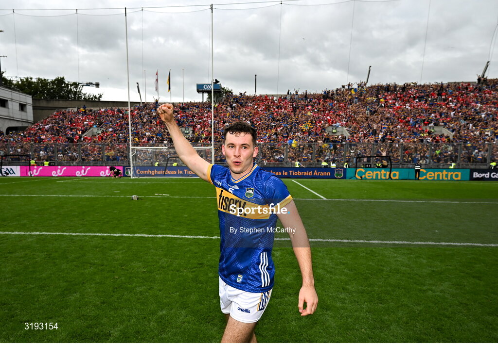 20 July 2025; Craig Morgan of Tipperary celebrates after the GAA Hurling All-Ireland Senior Championship final match between Cork and Tipperary at Croke Park in Dublin. Photo by Stephen McCarthy/Sportsfile