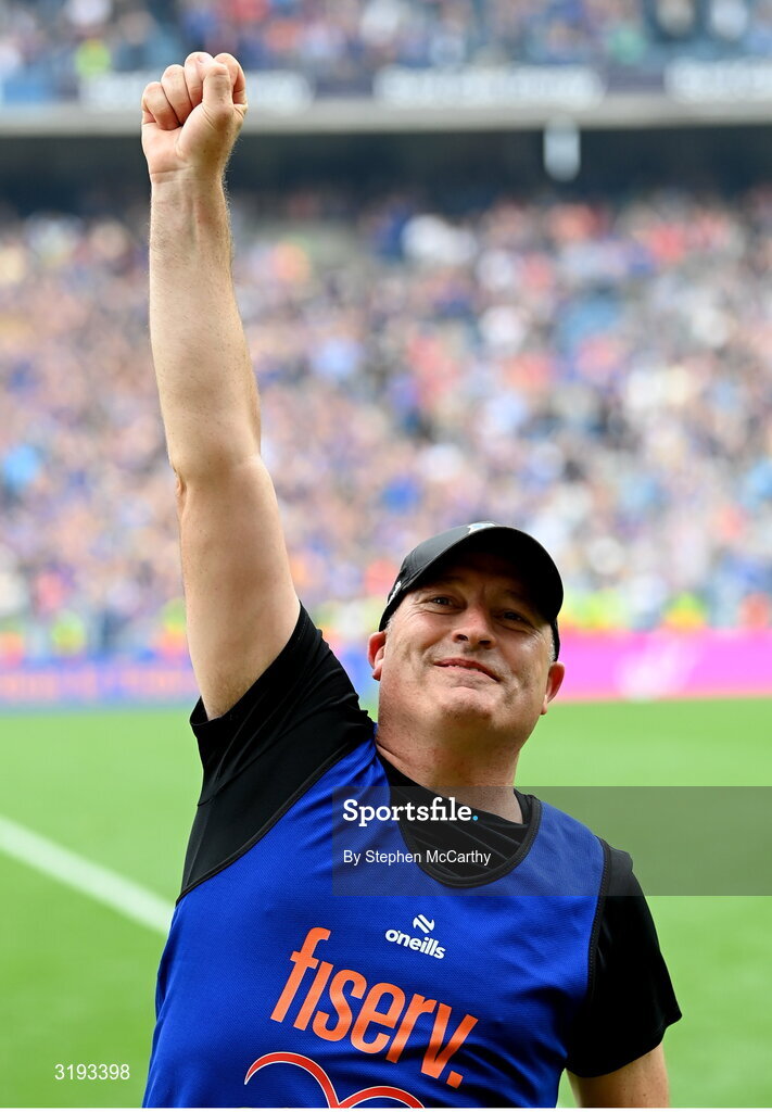 20 July 2025; Tipperary manager Liam Cahill celebrates after the GAA Hurling All-Ireland Senior Championship final match between Cork and Tipperary at Croke Park in Dublin. Photo by Stephen McCarthy/Sportsfile