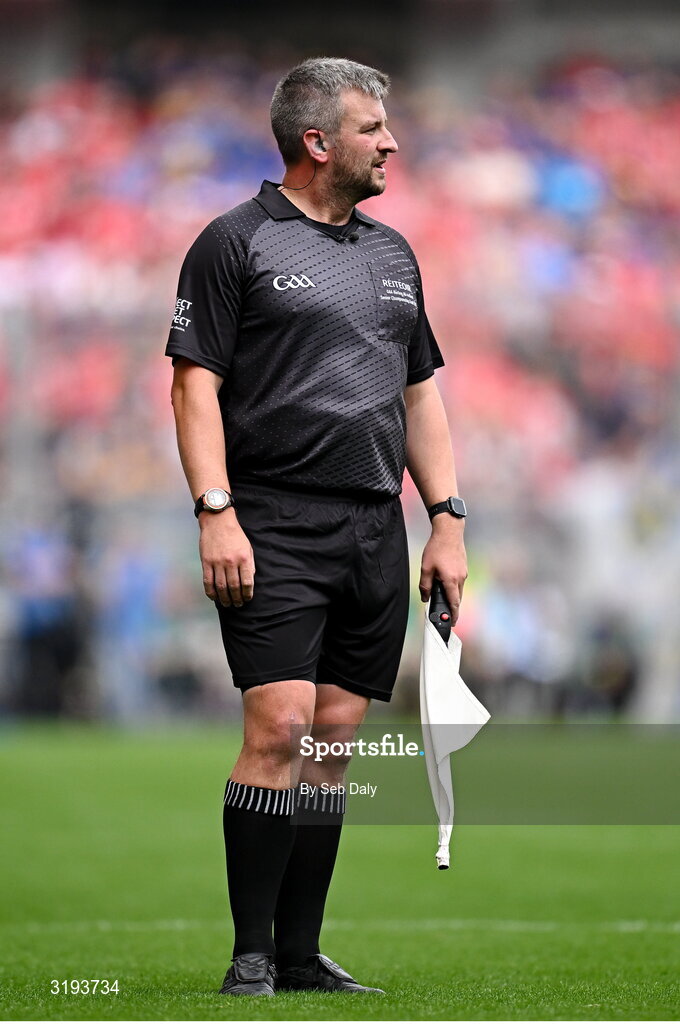 20 July 2025; Line umpire Thomas Walsh during the GAA Hurling All-Ireland Senior Championship final match between Cork and Tipperary at Croke Park in Dublin. Photo by Seb Daly/Sportsfile