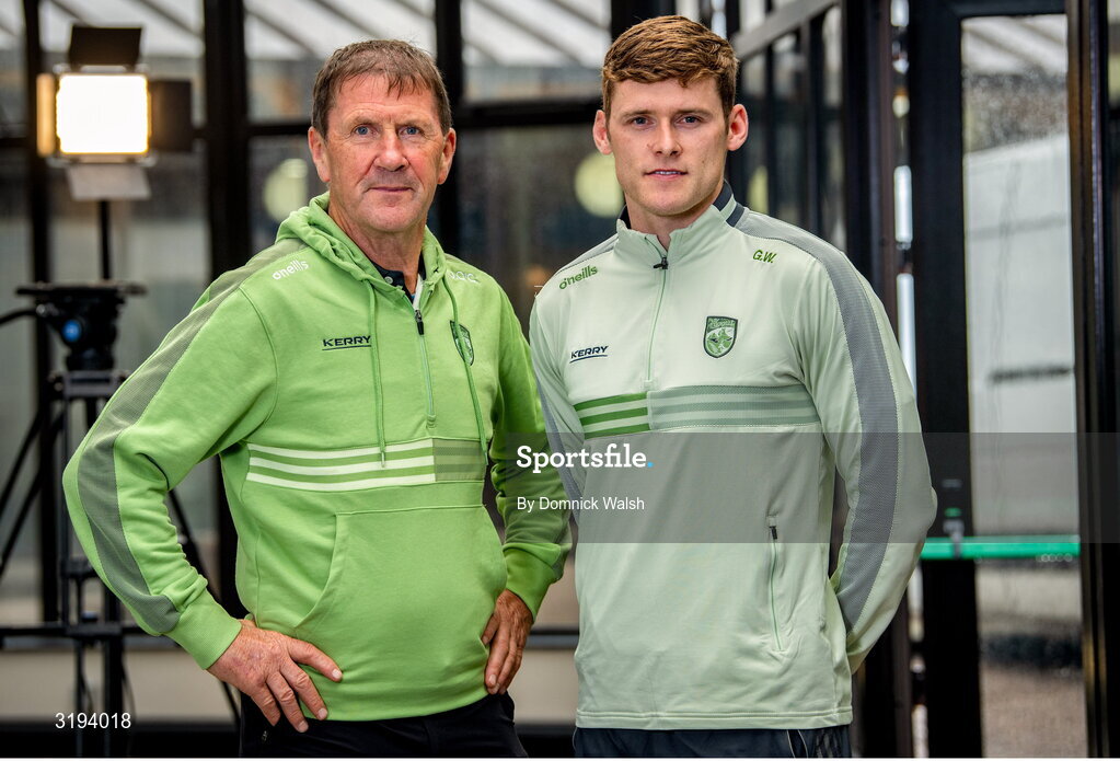 19 July 2025; Manager Jack O'Connor, left, and Gavin White during the Kerry GAA Football All-Ireland Senior Final Media Conference at the Gleneagle Hotel in Killarney, Kerry. Photo by Domnick Walsh/Sportsfile