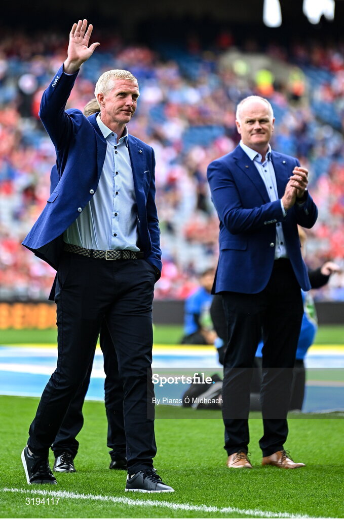 20 July 2025; Henry Shefflin of the 2000 All-Ireland winning Kilkenny hurling jubilee team who were honoured before the GAA Hurling All-Ireland Senior Championship final match between Cork and Tipperary at Croke Park in Dublin. Photo by Piaras Ó Mídheach/Sportsfile