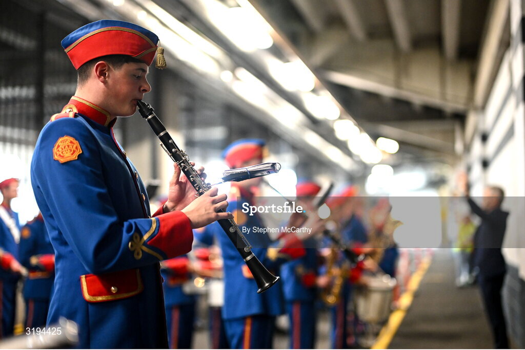 20 July 2025; The Artane School of Music prepare before the GAA Hurling All-Ireland Senior Championship final match between Cork and Tipperary at Croke Park in Dublin. Photo by Stephen McCarthy/Sportsfile