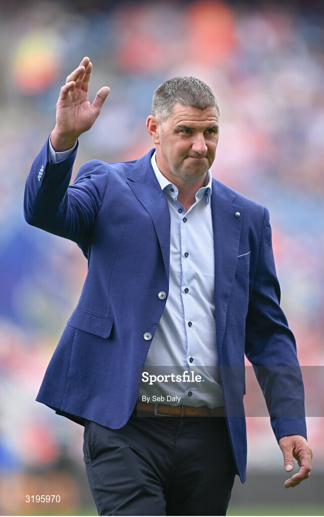 20 July 2025; John Hoyne of the 2000 All-Ireland winning Kilkenny hurling jubilee team who were honoured before the GAA Hurling All-Ireland Senior Championship final match between Cork and Tipperary at Croke Park in Dublin. Photo by Seb Daly/Sportsfile