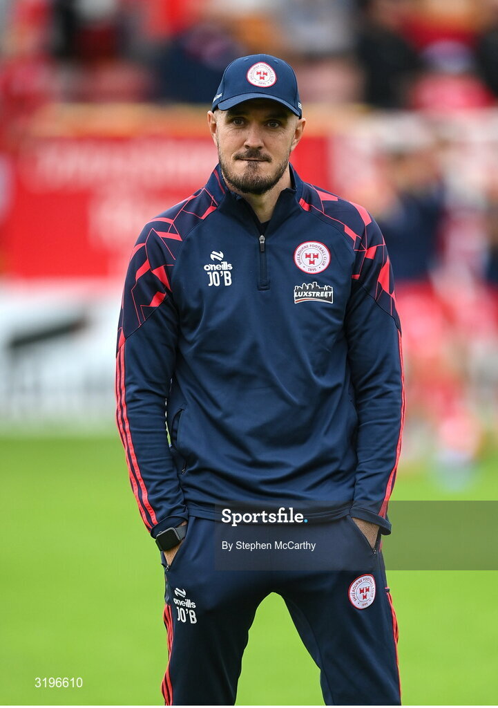 23 July 2025; Shelbourne head coach Joey O'Brien before the UEFA Champions League Second Qualifying Round first leg match between Shelbourne and Qarabag FK at Tolka Park in Dublin. Photo by Stephen McCarthy/Sportsfile