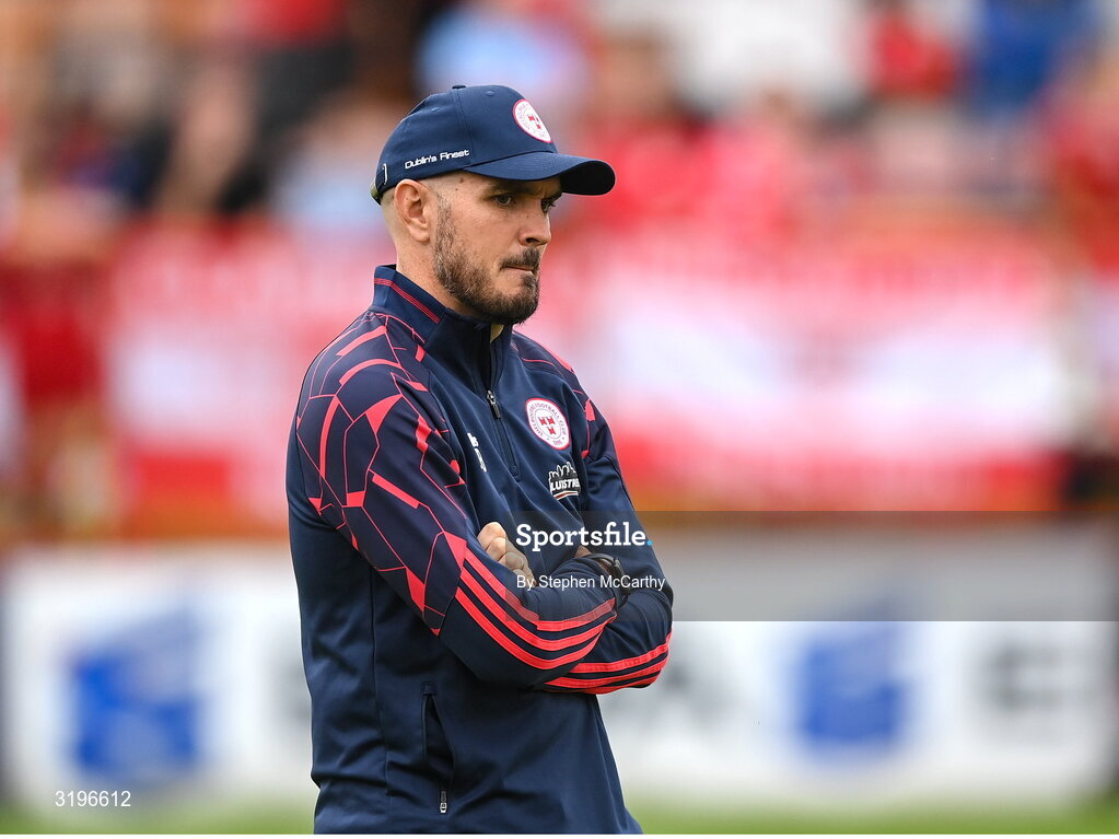 23 July 2025; Shelbourne head coach Joey O'Brien before the UEFA Champions League Second Qualifying Round first leg match between Shelbourne and Qarabag FK at Tolka Park in Dublin. Photo by Stephen McCarthy/Sportsfile