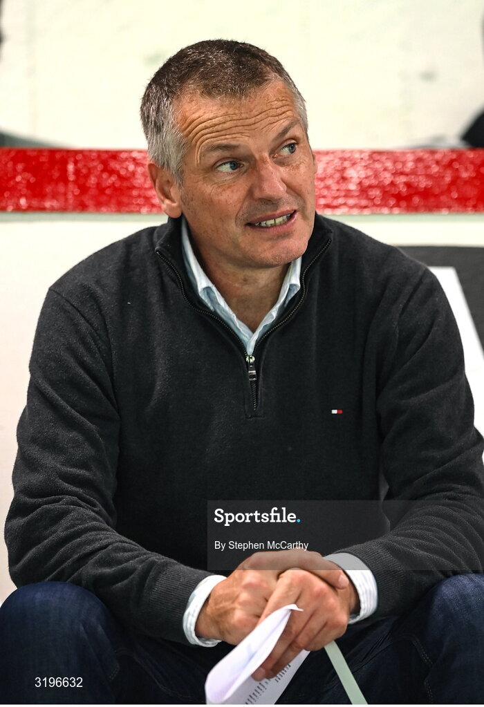 23 July 2025; Republic of Ireland U21's head coach Jim Crawford in attendance during the UEFA Champions League Second Qualifying Round first leg match between Shelbourne and Qarabag FK at Tolka Park in Dublin. Photo by Stephen McCarthy/Sportsfile