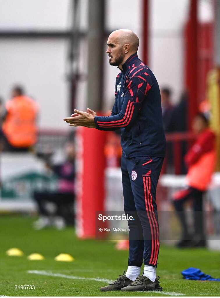 23 July 2025; Shelbourne head coach Joey O'Brien during the UEFA Champions League Second Qualifying Round first leg match between Shelbourne and Qarabag FK at Tolka Park in Dublin. Photo by Ben McShane/Sportsfile