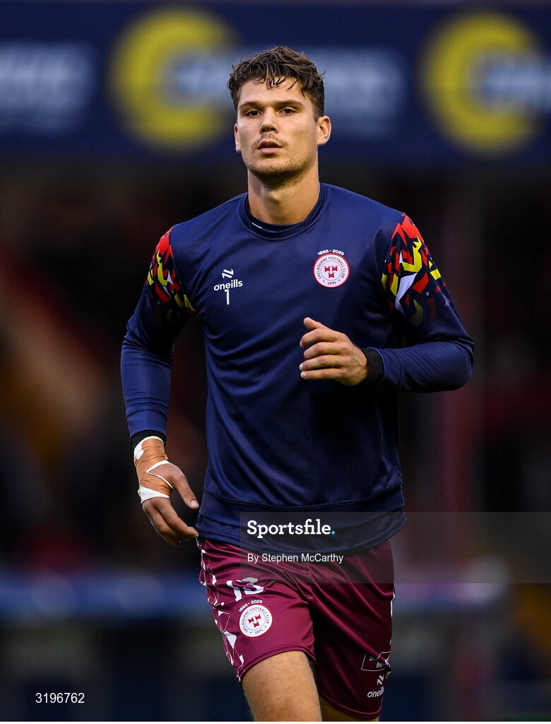 23 July 2025; Shelbourne goalkeeper Wessel Speel during the UEFA Champions League Second Qualifying Round first leg match between Shelbourne and Qarabag FK at Tolka Park in Dublin. Photo by Stephen McCarthy/Sportsfile