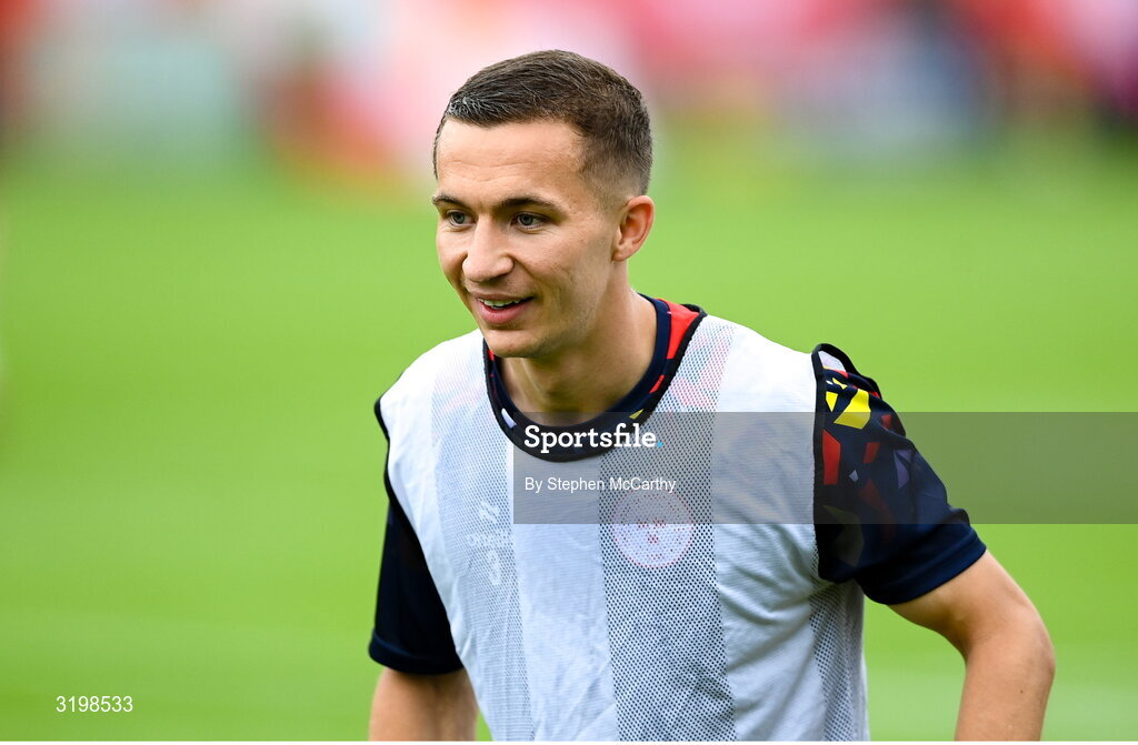 23 July 2025; Tyreke Wilson of Shelbourne before the UEFA Champions League Second Qualifying Round first leg match between Shelbourne and Qarabag FK at Tolka Park in Dublin. Photo by Stephen McCarthy/Sportsfile