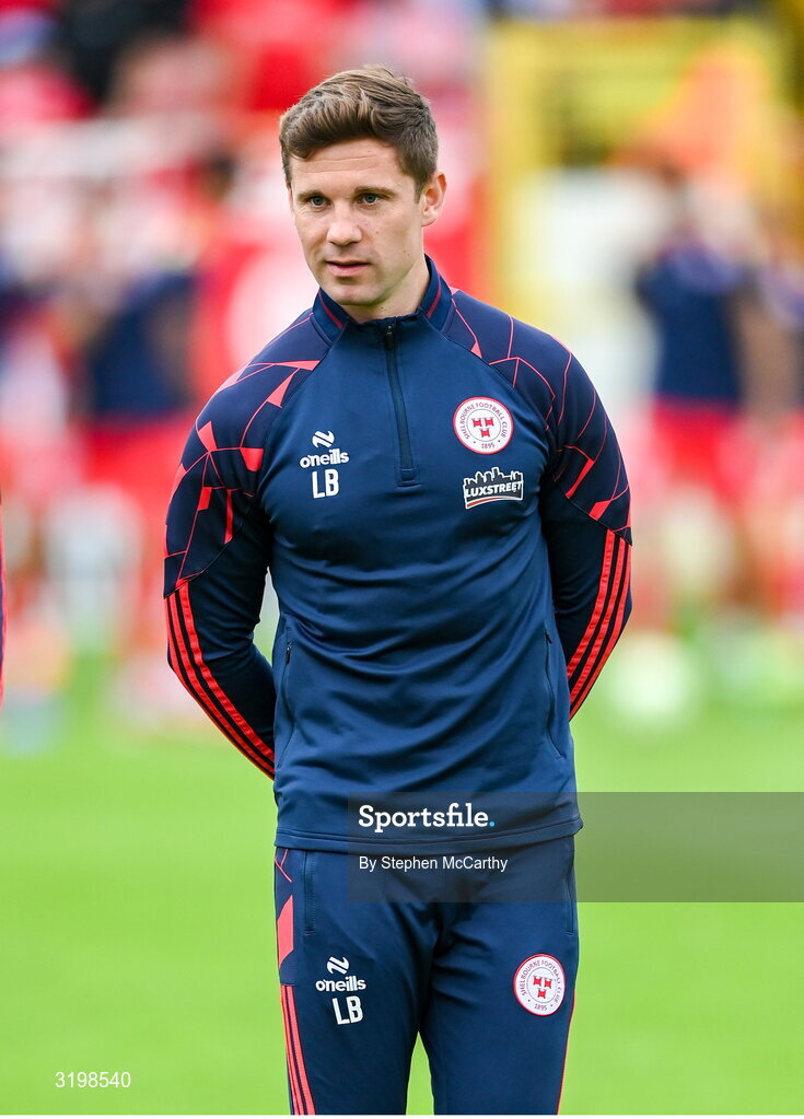 23 July 2025; Shelbourne technical director Luke Byrne before the UEFA Champions League Second Qualifying Round first leg match between Shelbourne and Qarabag FK at Tolka Park in Dublin. Photo by Stephen McCarthy/Sportsfile