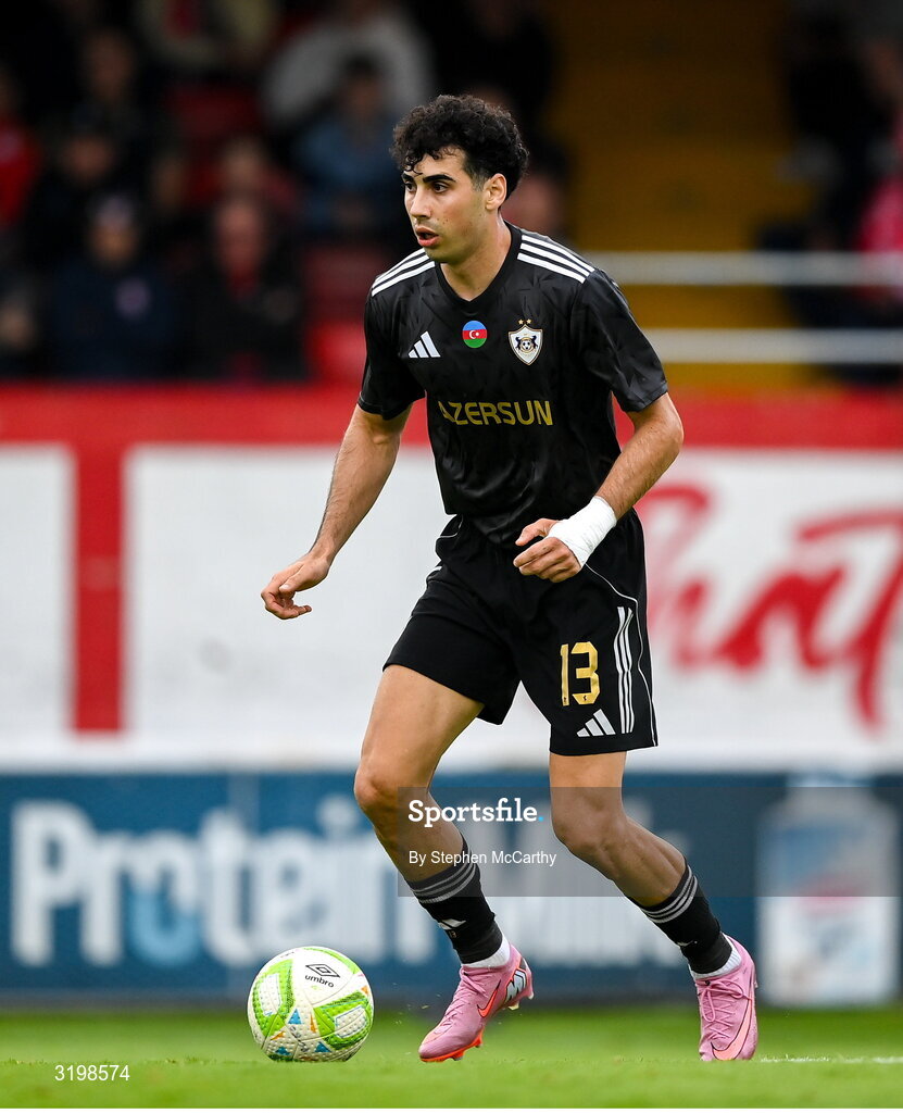 23 July 2025; Bahlul Mustafazade of Qarabag during the UEFA Champions League Second Qualifying Round first leg match between Shelbourne and Qarabag FK at Tolka Park in Dublin. Photo by Stephen McCarthy/Sportsfile