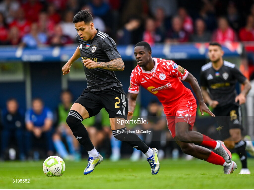 23 July 2025; Matheus Silva of Qarabag during the UEFA Champions League Second Qualifying Round first leg match between Shelbourne and Qarabag FK at Tolka Park in Dublin. Photo by Stephen McCarthy/Sportsfile