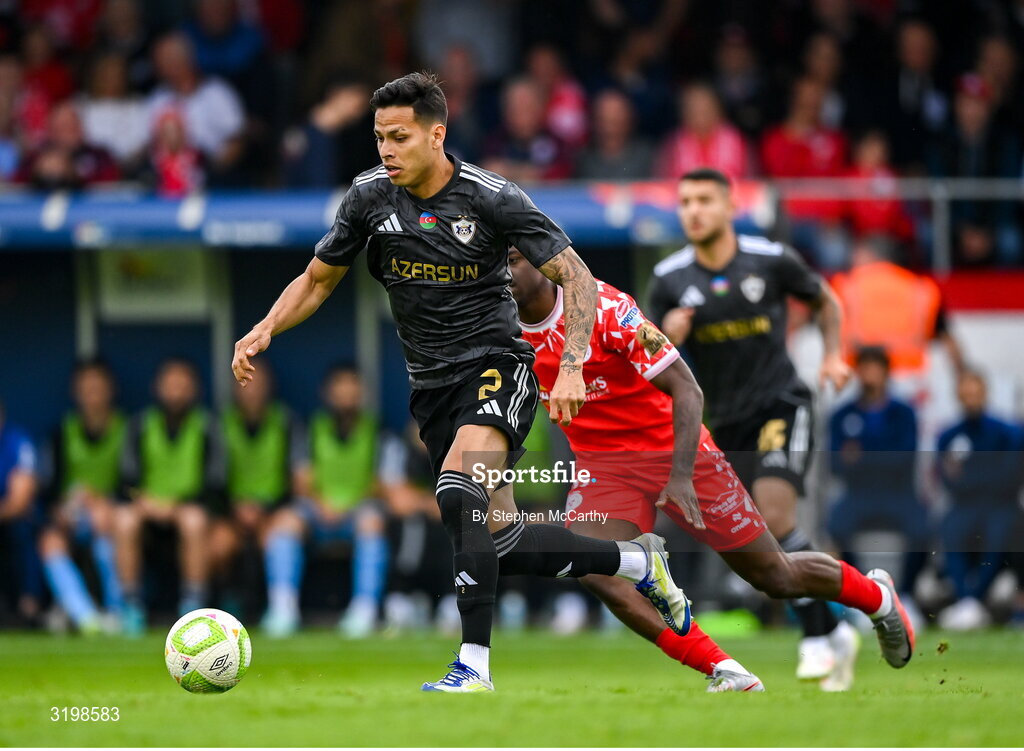23 July 2025; Matheus Silva of Qarabag during the UEFA Champions League Second Qualifying Round first leg match between Shelbourne and Qarabag FK at Tolka Park in Dublin. Photo by Stephen McCarthy/Sportsfile