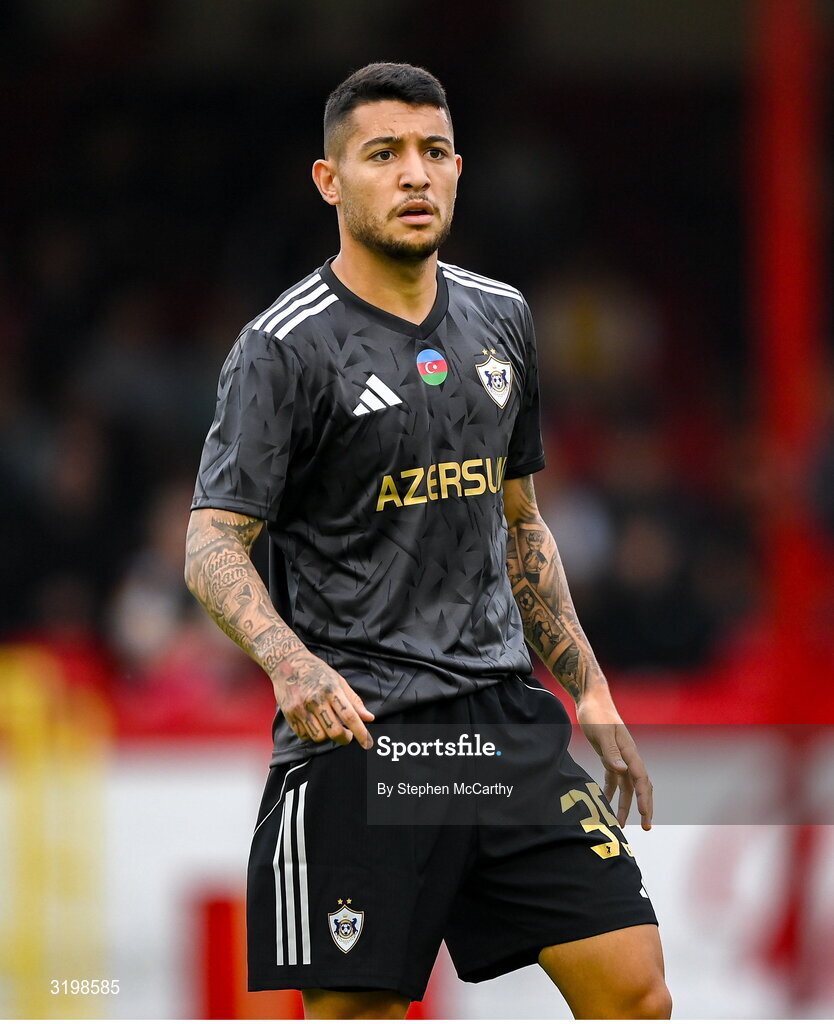 23 July 2025; Pedro Bicalho of Qarabag during the UEFA Champions League Second Qualifying Round first leg match between Shelbourne and Qarabag FK at Tolka Park in Dublin. Photo by Stephen McCarthy/Sportsfile