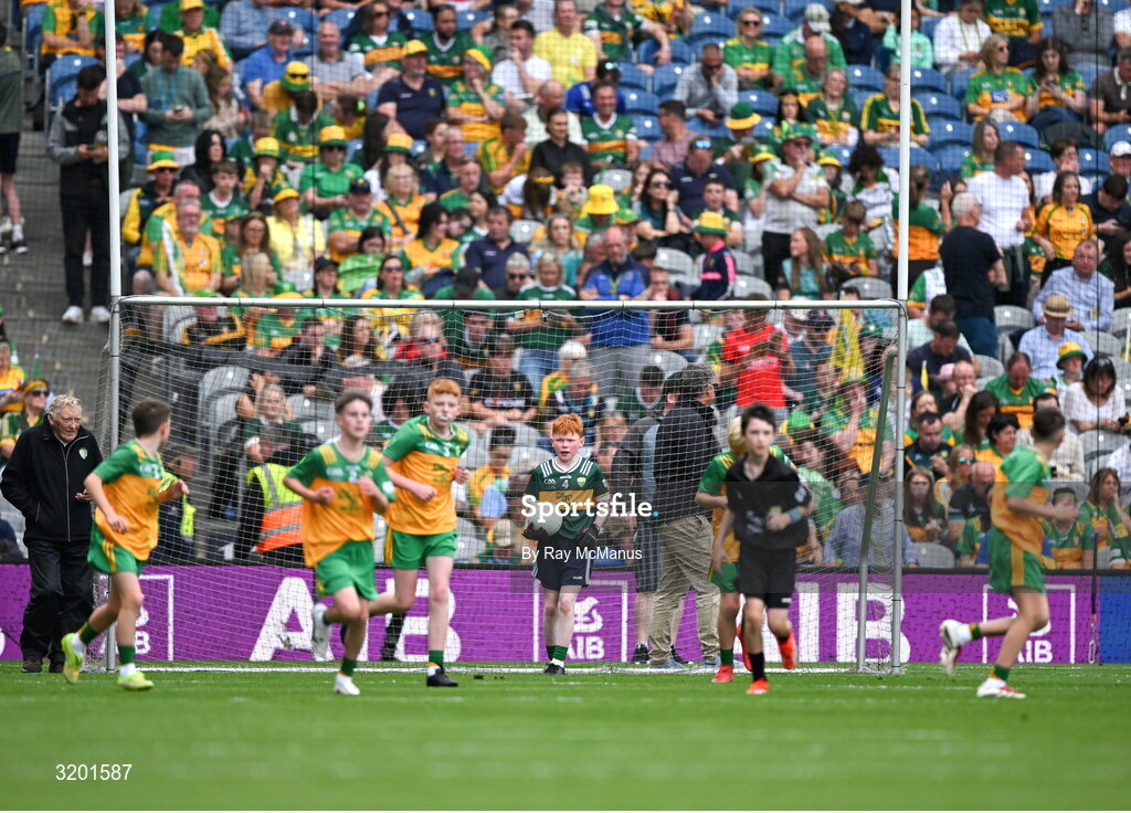 27 July 2025; Pierce Moran, Scoil Mhuire, Carrick-on-Shannon, Leitrim, representing Kerry, during the GAA INTO Cumann na mBunscol Respect Exhibition Go Games at the GAA Football All-Ireland Senior Championship final match between Kerry and Donegal at Croke Park in Dublin. Photo by Ray McManus/Sportsfile