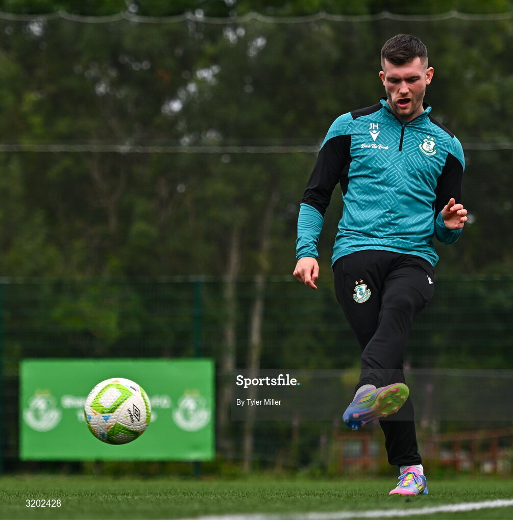 30 July 2025; Josh Honohan during a Shamrock Rovers training session at Roadstone Group Sports Club in Dublin. Photo by Tyler Miller/Sportsfile