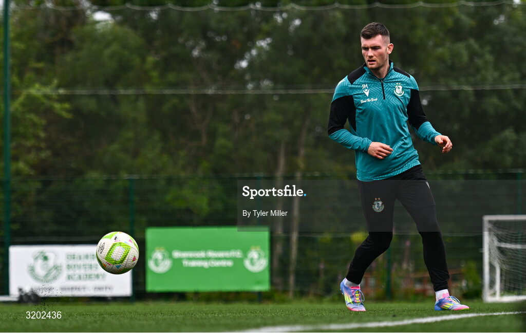 30 July 2025; Josh Honohan during a Shamrock Rovers training session at Roadstone Group Sports Club in Dublin. Photo by Tyler Miller/Sportsfile